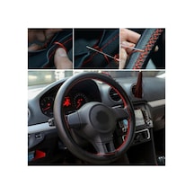 Skoda Octavia 1999-2004 Premium Direksiyon Kılıfı Dikmeli Noktalı Kırmızı Dikişli Siyah