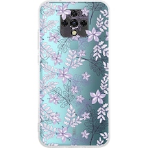Tecno Camon 16 Uyumlu Kamera Korumalı Floral Lila Tasarımlı Şeffaf Silikon Kılıf