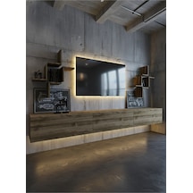 Resital Duvara Monte Ledli 270 Cm Tv Ünitesi Duvar Raflı - Ll6048 Ceviz