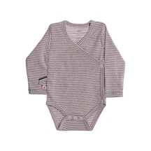 Organicera Organicera Organik Uzun Kollu Kimono Bebek Body, Pembe Gri Melanj Pembe
