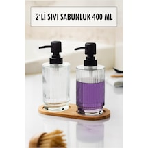 Buççin Online Mağaza 2 Li Bambu Altlıklı Sıvı Sabunluk Seti Ahşap Çok Renkli