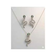 Snek Kolye Küpe Set Gümüş