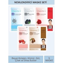Dermal Nemlendirici Beyaz Kömür Gül Çilek Karite Yağı Özlü Maske Seti 23gr X 5adet