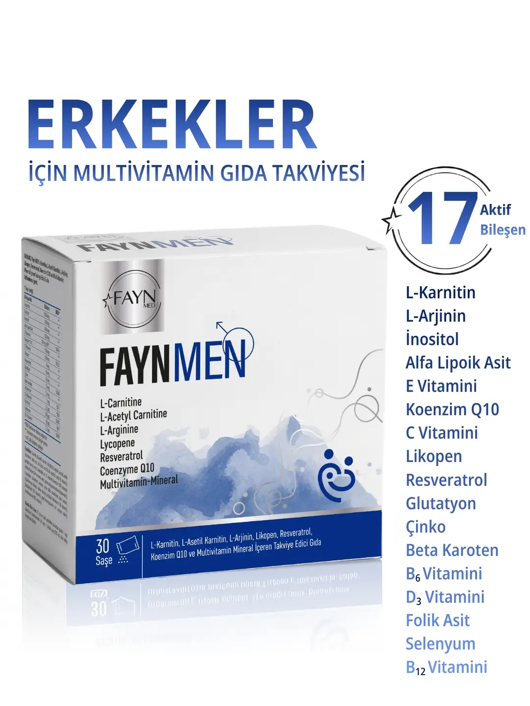 Faynmen Erkeklere Özel L-karnitin, L-arjinin, Koenzim Q10 Ve Multivitamin 30 Saşe Takviye Edici Gıda