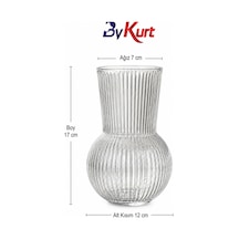 Vazo Dekoratif Şeffaf Cam Çiçeklik Salon Ofis Masa Dekoru 17 Cm