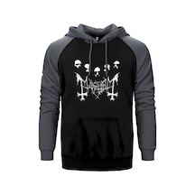 Mayhem Grup Face Gri Renk Reglan Kol Kapşonlu Sweatshirt Gri