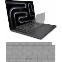 Novstrap Apple Macbook Pro 14 İnç M1/m2 A2442 A2779 A2992 A2918 İle Uyumlu Türkçe Q Gri Füme Silikon Klavye Koruyucu Kılıf