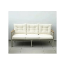 Opal 3lü Krem Metal Gövde Balkon-bahçe-kafe,çay Seti,koltuk Takımı,oturma Grubu,ofis Koltuğu Çok Renkli