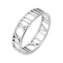 Chavin 6 Mm. Çelik Gri Roma Rakam Bayan Yüzük Eu32by