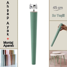 Ahşap Ayak 45 Cm Su Yeşili M8 Civatalı Bağlantı Aparatlı Mobilya Tabure Sehpa Masa Destek Ayağı Yeşil