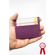 Vanilla Collection Unisex Mini Ve İnce Deri Dizme Kartlık Portföy Mürdüm