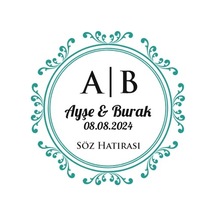 Klasik Desenli Kare Mühür Kına Nişan Düğün 3x3 Cm Özel Etiket / 50 Adet Sticker Beyaz