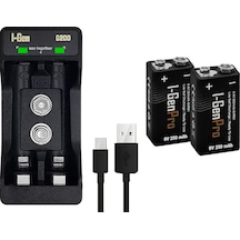 I-gen D925 2'li Aa/aaa/9v Pil Şarj Aleti + 2 Adet 9v Pro 250 Mah 1.2v Ni-mh Şarjlı 9v Pilli Set