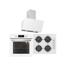 Silverline BO6504W01 - CS5349W01 - 3457 Soho 60 Beyaz Cam Ankastre Set