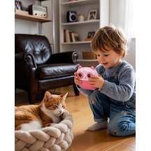 Çocuk Fotoğraf Makinesi 5 Rulo Kağıt 6 Kalem Setli Uczzzs5printerkamera-3 Pembe