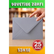25 Adet 13x18 Cm Premium Kalite Davetiye Zarfı Gri