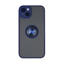 Apple İphone 14 Kılıf Montreal Yüzüklü Silikon Kapak - Lacivert