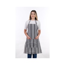 Sweet Ayar Askılı Mutfak Önlüğü Çizgili Antrasit