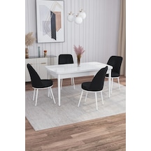 Azra Mdf Beyaz Açılabilir Mutfak Masası Takımı 4 Sandalye siyah