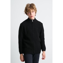 Alexandergardı Fermuarlı Dik Yaka Hırka Siyah