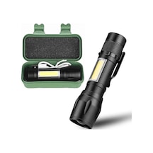 Wınlıght Usb Şarjlı Mini El Feneri 2Mod + Yan Led 3W Çakarlı Q5 A Siyah