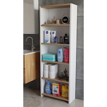 Banyo Çamaşır Dolabı 5 Raflı 150 Cm Çok Amaçlı Saklama Ve Düzenleyici Raf Beyaz - Atlantik Çam