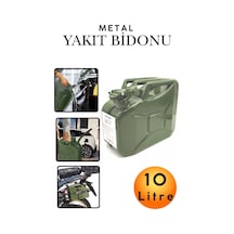 10 Litre Metal Yakıt Bidonu - Araç Bagaj Tipi Kalın Antisilikon Kompakt Benzin Mazot Deposu Tekne Motoru, Jeneratör Ve Çim Biçme İçin Sızdırmaz Yedek Yakıt Deposu Araç Motorsiklet Yakıt Taşıma Bidonu