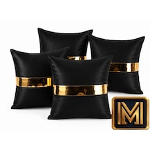 Kırlent 2 Dekoratif 4lü Set Takımı Modern Lüks Salon Koltuk Kanepe Yastık Gümüş Siyah Gizli Fermuarlı Trend Özel Çok Renkli