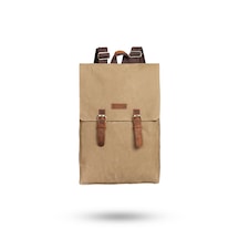 Gillario Design 02 15.6 Inch Kanvas -deri Laptop Sırt Çantası Camel