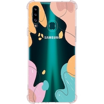 Samsung Galaxy A20s Uyumlu Köşe Korumalı Antişok Kapak Karışık Renkler Tasarımlı Şeffaf Kılıf