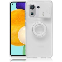 Ally Xiaomi Mi 11 Pro Kılıf Sürgülü Kamera Lens Korumalı Yüzük Standlı Silikon Kılıf- 5775