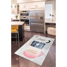 Pembe Kaymaz Taban Yıkanabilir Fincanlı Mutfak Halısı Ar286n11