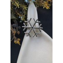 6 Adet Gümüş Kar Tanesi Peçete Halkası - Napkin Ring