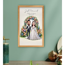 Bk Gift Kişiye Özel Evleniyoruz Karikatürlü Ahşap Çerçeveli Tablo-1 40x25cm, Sevgililer Günü, Sevgiliye Hediye Kobitmeyencom33786 Bk Gift