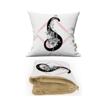 S HARFİ Baskılı Kişiye Özel Hediye Dekoratif Yastık Opsiyonel Battaniye Hediye