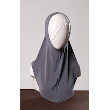 Hürrem Bone Antrasit Pratik Hazır Geçmeli Genç Tesettür Bone Sandy Kumaş Düz Hijab 2312 25 Antrasit
