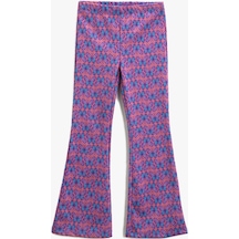 Koton Kelebek Desenli İspanyol Paça Tayt Pantolon Beli Lastikli Pembe Desenli 3skg40006ak 3SKG40006AK2D7 Pembe Desenli