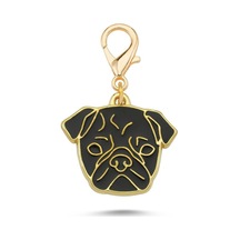 Pug Siyah Altın Kaplama Mineli Aksesuar Renkli