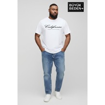 Superlife Süperlife Erkek Büyük Beden El Yazılı California Baskılı 3xl-6xl Bisiklet Yaka Tshırt Spr26tbs510-07 Beyaz