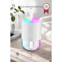 Hava Nemlendirici Buhar Makinesi Ve Aroma Difüzörü 200ml Ultrasonik Renkli H6 Beyaz