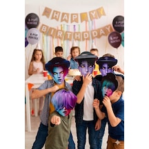 K Pop Saja Boys Huntrix Demon Hunters Karton Maske 6'lı Parti Doğum Günü Maske Seti