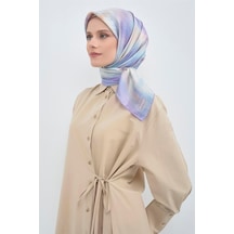 Armine Sura Saf İpek Eşarp 9513 - 31 Açık Mavi Kırçıllı Desen Açık mavi