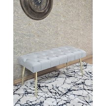 Zafir Gold Kaplama Sivriltme Ayaklı 90 Cm Puf Bench - Puf - Bench - Kasalı Oturak - Oturak - Yatak Ucu Puf Gri