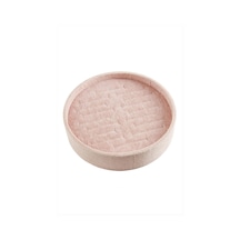 Yuvarlak - 803 - Ahşap Anfora Kumaş Kelepçe Bileklik 20 - Nazblsmm - Cm Pembe