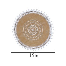 Ulzyvf Yuvarlak Top Seti Servis Örtüleri Masa Kahverengi&beyaz Jüt Dokuma Boho Beyaz Amerikan 4'lü, Tq Kahverengi - beyaz