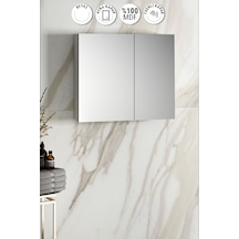 Çiğdem 80 Cm Beyaz Mdf Aynalı Asma Banyo Üst Dolabı Beyaz