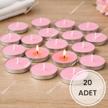 Tealight Mum - Kırmızı Küçük Yuvarlak Sevgililer Günü Yer Ve Masa Mumu 20 Adet Pembe Çok Renkli