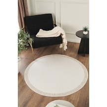 Sisalux 3084 Krem Bej Yuvarlak Sisal Dokuma Jüt Kilim Hav Toz Vermez Mutfak Oturma Odası Halısı Krem - Bej