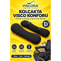 Visco Kolçak Destek Pedi 2 Li Ofis Koltuğu İçin Cırtlı Dirsek Ve Bilek Destek Minderi Siyah