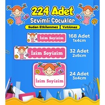 Sevimli Çocuklar Okul Kreş Kişiye Özel İsim Etiket Seti - Model 476 Çok Renkli